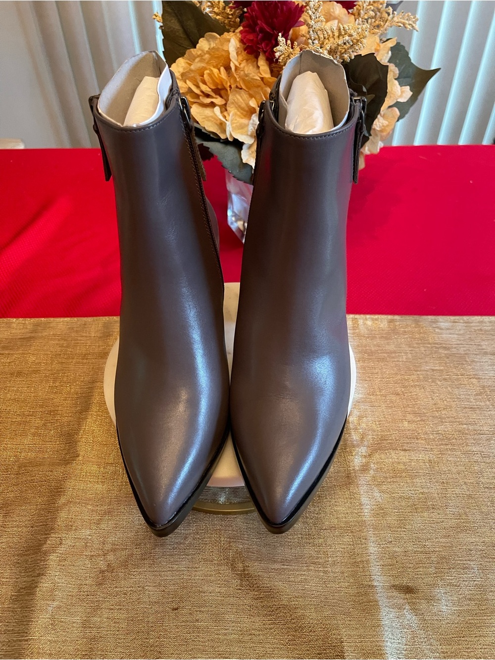 Classic Women's Pointed Toe Ankle Boots in Gray